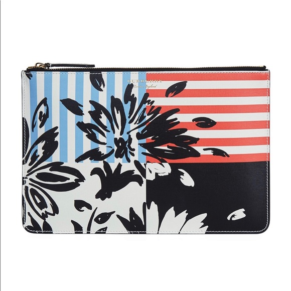 NWOT BURBERRY Print Leather Pouch Patchwork Floral - Picture 6 of 8